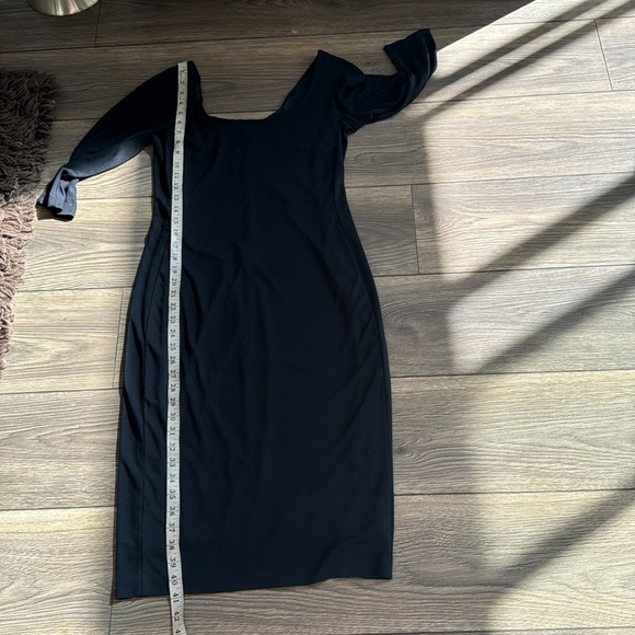 Vintage dark blue almost black midi dress 3/4 sleeve length chic Dress timeless - Picture 9 of 16